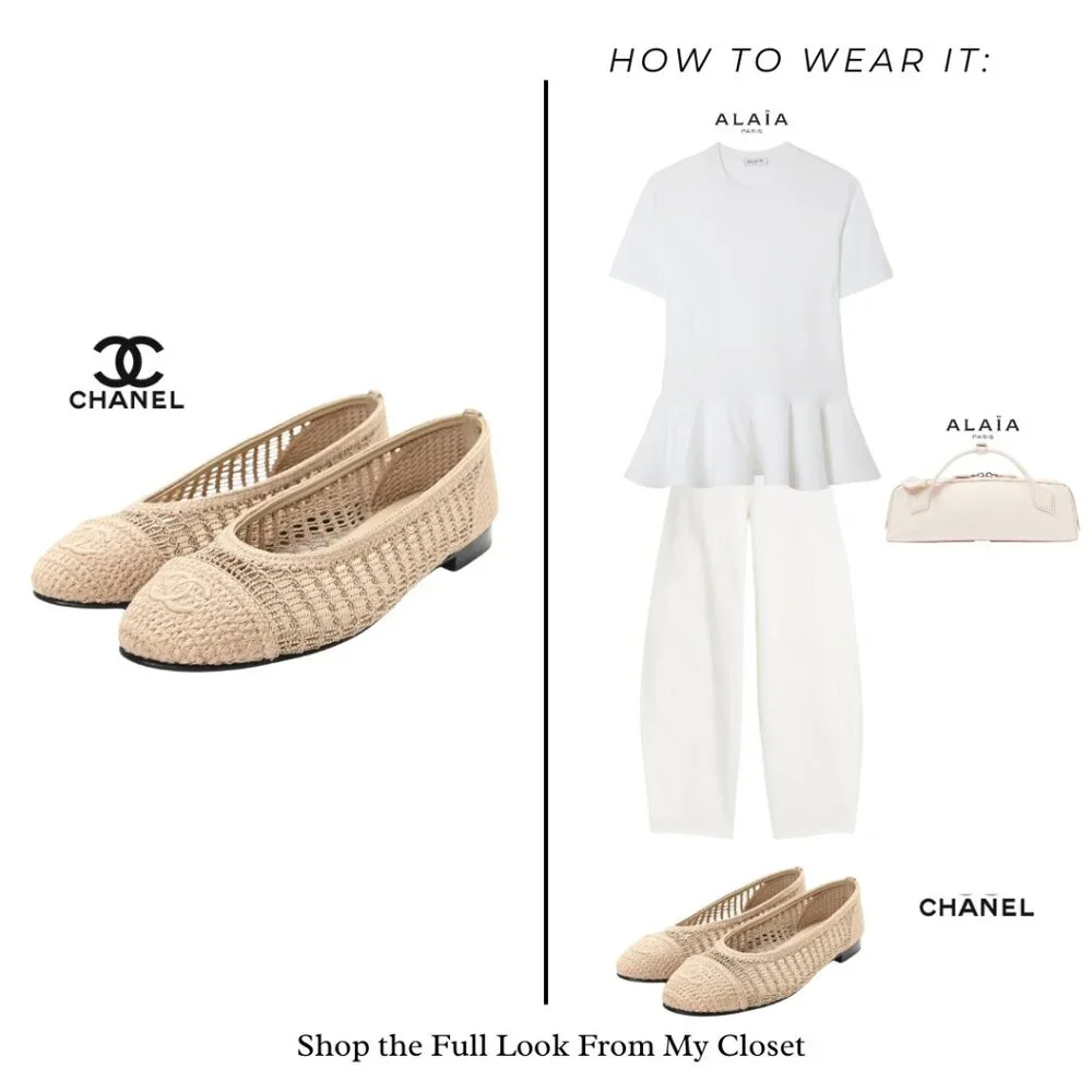 CHANEL Beige Crochet Ballet Flats - Picture 3 of 14
